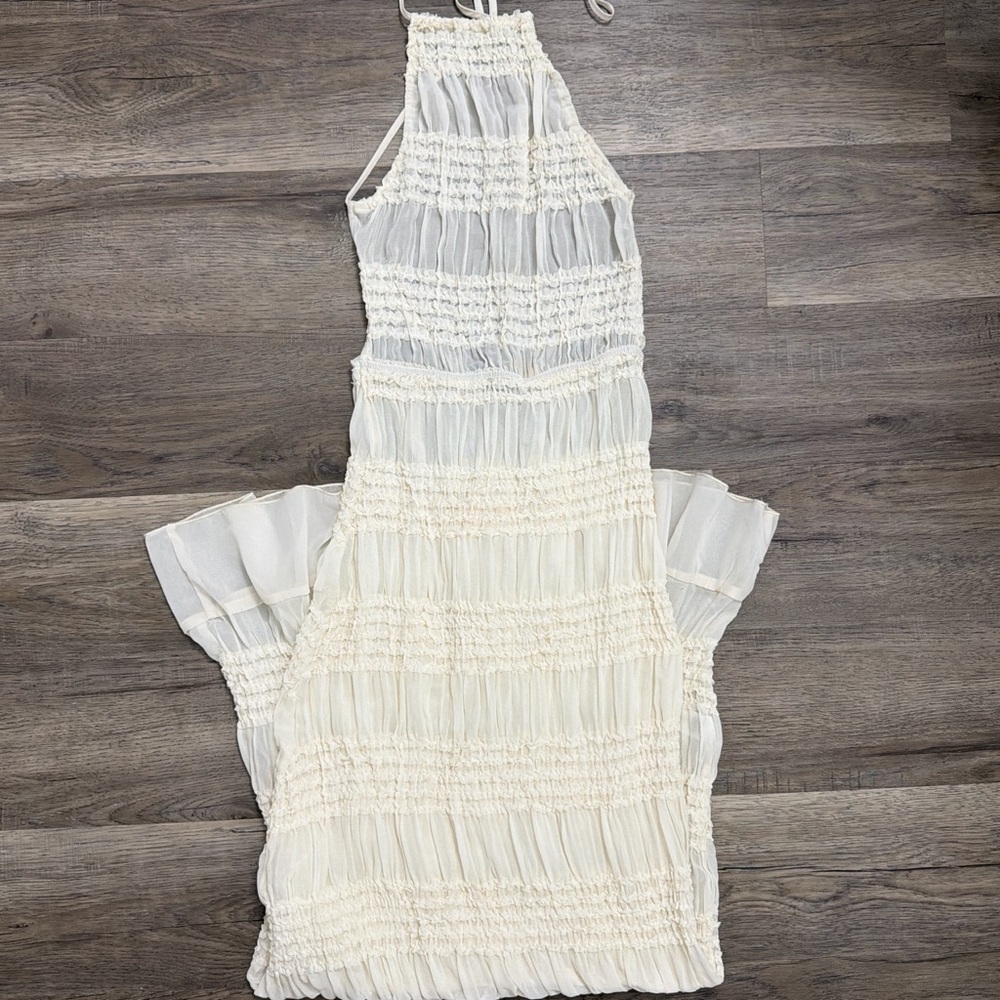 PrettyLittleThing Elegant Cream Halter Maxi Dress